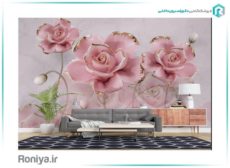 پوستر گلهای رز صورتی 3DF-287
