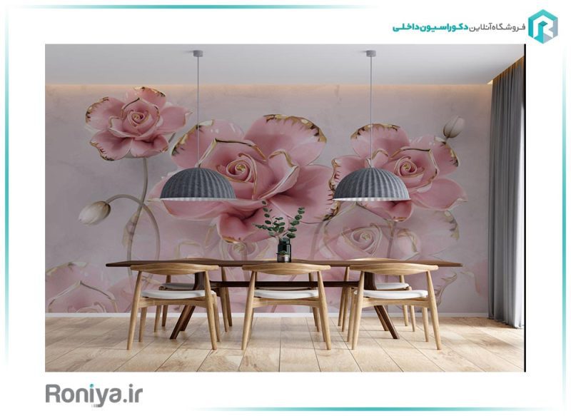 پوستر گلهای رز صورتی 3DF-287