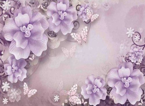 پوستر دیواری سه بعدی طرح گل بنفش و پروانه سفید کد 3DF 257 2 پوستر دیواری سه بعدی طرح گل بنفش و پروانه سفید کد 3DF 257