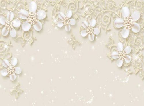 پوستر دیواری سه بعدی طرح گل سفید با پرچم مروارید کد 3DF-226 2 پوستر دیواری سه بعدی طرح گل سفید با پرچم مروارید کد 3DF-226