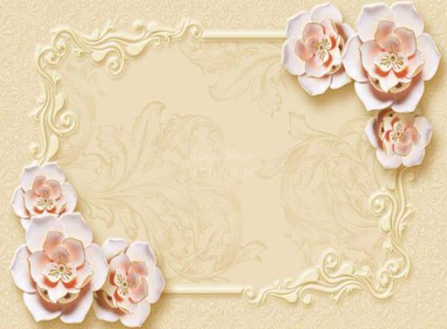 پوستر دیواری سه بعدی طرح گل صورتی در قاب طلایی کد 3DF 253 4 پوستر دیواری سه بعدی طرح گل صورتی در قاب طلایی کد 3DF 253