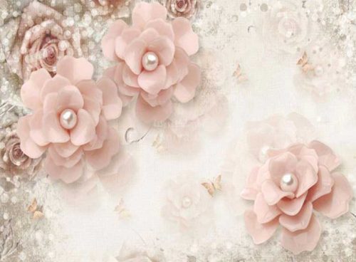 پوستر دیواری سه بعدی طرح گل و مروارید صورتی کد 3DF-261 2 پوستر دیواری سه بعدی طرح گل و مروارید صورتی کد 3DF-261