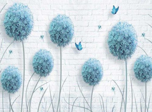 کاغذ دیواری سه بعدی قاصدک آبی 3DF-349 3 کاغذ دیواری سه بعدی قاصدک آبی 3DF-349