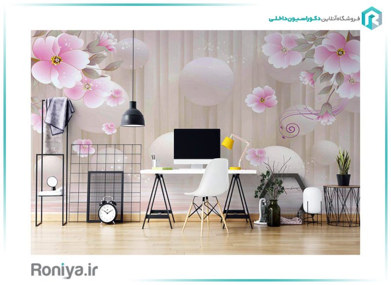 کاغذ دیواری سه بعدی گل های صورتی 3DF-404 2 کاغذ دیواری سه بعدی گل های صورتی 3DF-404