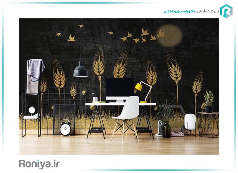 کاغذ دیواری پوستری مشکی طلایی RT-179