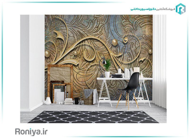 کاغذ دیواری پوستری پذیرایی طلایی LX-75 5 کاغذ دیواری پوستری پذیرایی طلایی LX-75