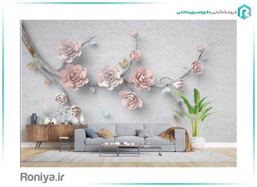 کاغذ پوستری گل صورتی 3DF-358
