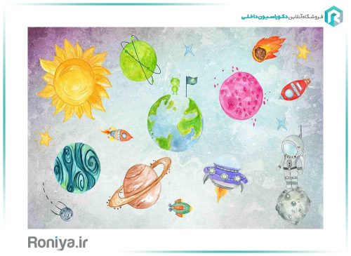 کاغذ دیواری کهکشان اتاق کودک CN-0117 3 کاغذ دیواری کهکشان اتاق کودک CN-0117