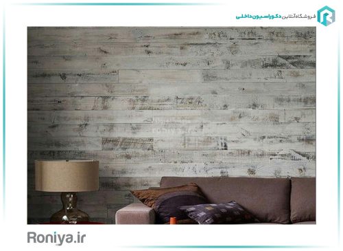 دیوارپوش دکوراتیو بتن پلیمری طرح چوب خاکستری روشن WD-01