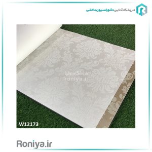 کاغذ دیواری گل داماس طوسی کد W12173