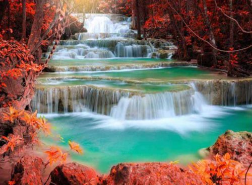 پوستر دیواری سه بعدی رودخانه پاییزی کد NT-159 3 پوستر دیواری سه بعدی رودخانه پاییزی کد NT-159