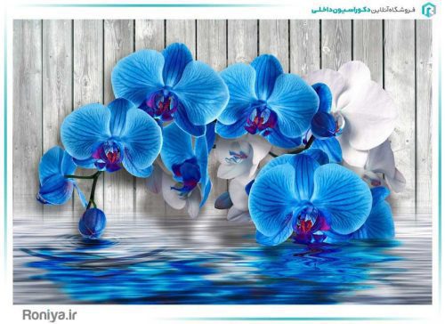 پوستر دیواری سه بعدی گل آبی کد 3DF-008