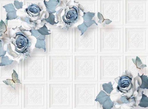 پوستر دیواری سه بعدی گلهای فیروزه ای کد LX-022 4 پوستر دیواری سه بعدی گلهای فیروزه ای کد LX-022