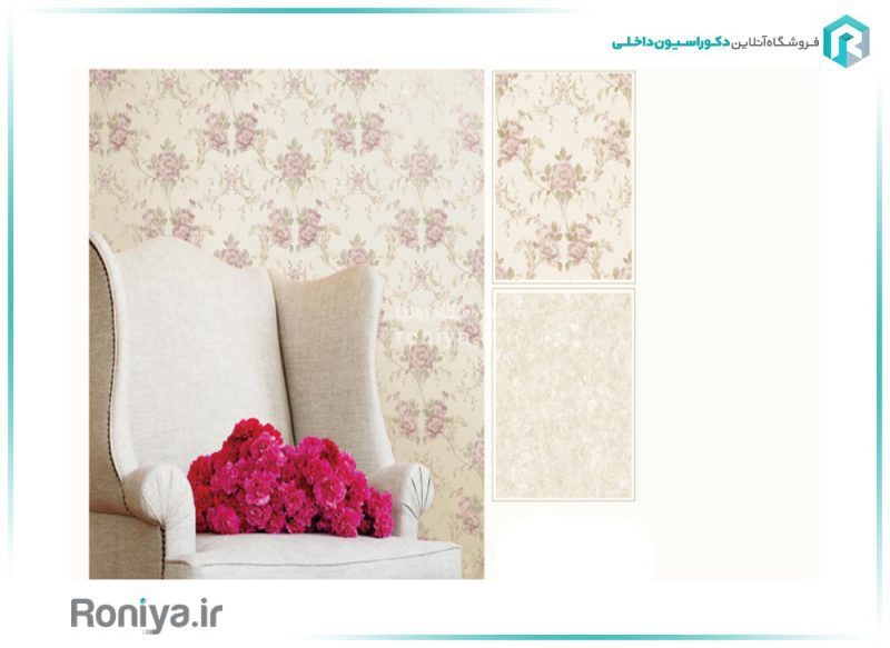 کاغذ دیواری گل کلاسیک پذیرایی لوکس کد 99021