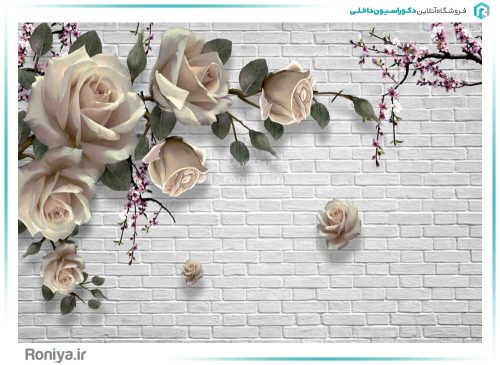 پوستر دیواری گل با طرح آجر کد 3DF-190 2 پوستر دیواری گل با طرح آجر کد 3DF-190