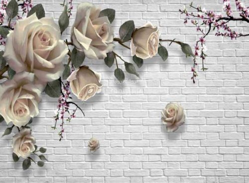 پوستر دیواری گل با طرح آجر کد 3DF-190 4 پوستر دیواری گل با طرح آجر کد 3DF-190