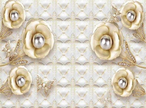 پوستر دیواری گل طلایی کد 3DF-282 2 پوستر دیواری گل طلایی کد 3DF-282