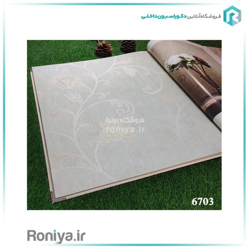 کاغذ دیواری طرح گل و پیچک سفید کرمCode-6701 4 کاغذ دیواری طرح گل و پیچک سفید کرمCode-6701