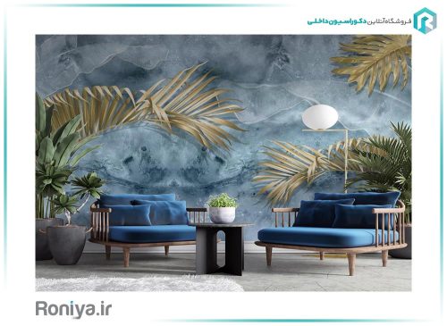 پوستر دیواری آبی طلایی 3DF-572