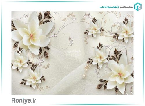 کاغذ پوستری گل های سفید 3DF-504