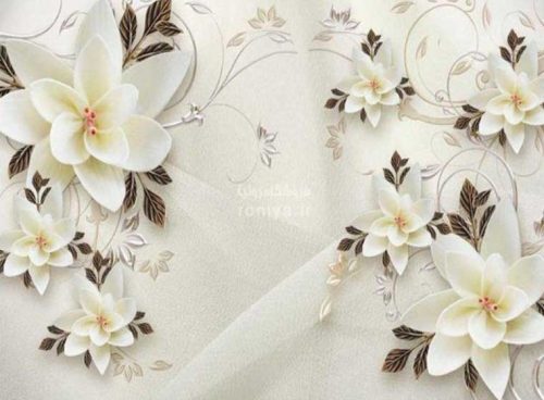 کاغذ پوستری گل های سفید 3DF-504