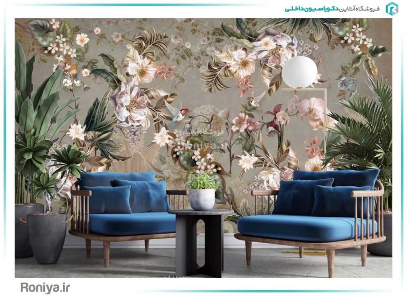 پوستر دیواری سه بعدی گل و بلبل کد 3DF-002