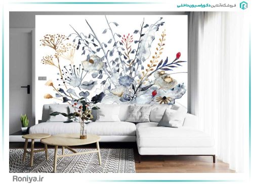 پوستر دیواری گل طوسی آبی کد 3DF-195 3 پوستر دیواری گل طوسی آبی کد 3DF-195