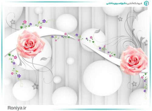 پوستر دیواری سه بعدی گل های محمدی کد 3DF-010 2 پوستر دیواری سه بعدی گل های محمدی کد 3DF-010