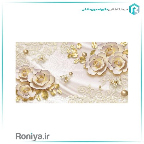 پوستر دیواری گلهای سه بعدی طلاییCode-LX-84 2 پوستر دیواری گلهای سه بعدی طلاییCode-LX-84