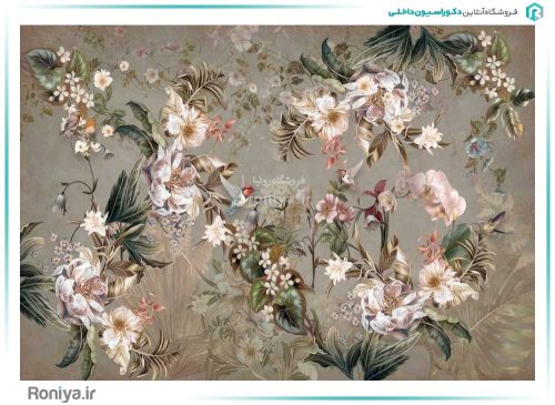 پوستر دیواری سه بعدی گل و بلبل کد 3DF-002