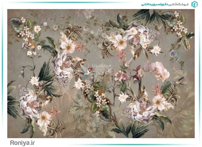 پوستر دیواری سه بعدی گل و بلبل کد 3DF-002