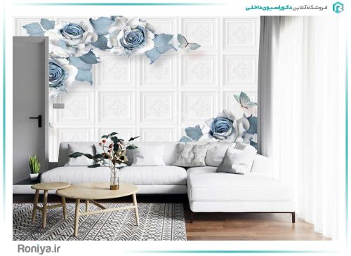 پوستر دیواری سه بعدی گلهای فیروزه ای کد LX-022 3 پوستر دیواری سه بعدی گلهای فیروزه ای کد LX-022