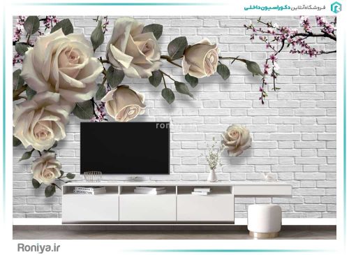 پوستر دیواری گل با طرح آجر کد 3DF-190 3 پوستر دیواری گل با طرح آجر کد 3DF-190