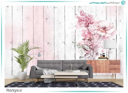 پوستر دیواری گل صورتی کد 3DF-283
