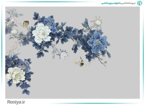 پوستر دیواری سه بعدی گلبرگ آبی کد NT-046