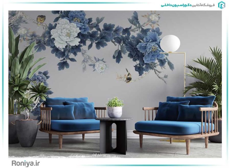 پوستر دیواری سه بعدی گلبرگ آبی کد NT-046 3 پوستر دیواری سه بعدی گلبرگ آبی کد NT-046