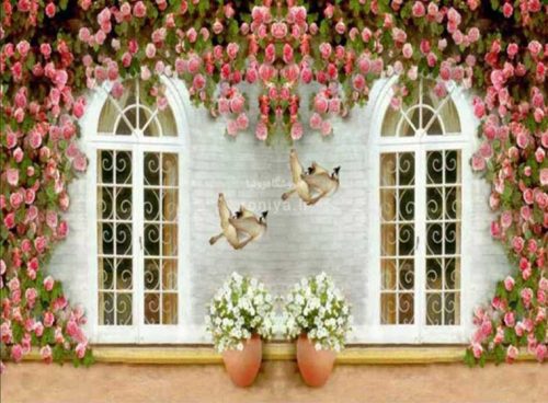 پوستردیواری گل طرح پنجره Code-3DF-610 3 پوستردیواری گل طرح پنجره Code-3DF-610