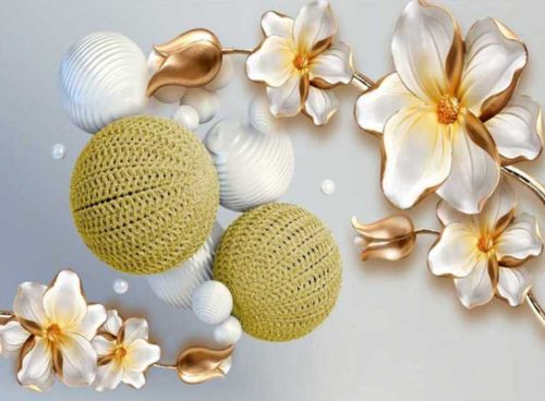 پوستر دیواری گل سفید و طلایی کد Z354 4 پوستر دیواری گل سفید و طلایی کد Z354