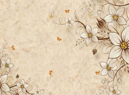 پوستر دیواری کرم طرح گل کد 3DF-064
