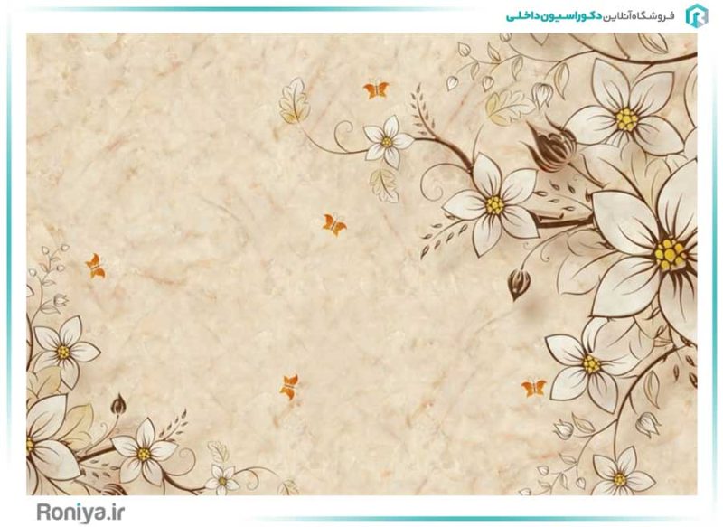 پوستر دیواری کرم طرح گل کد 3DF-064