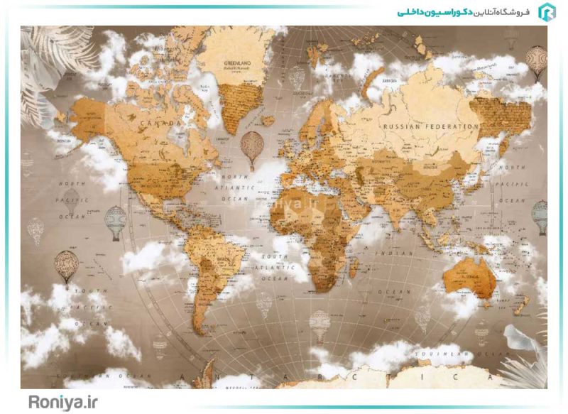 پوستر دیواری 3 بعدی نقشه جهان 3DF-507 2 پوستر دیواری 3 بعدی نقشه جهان 3DF-507