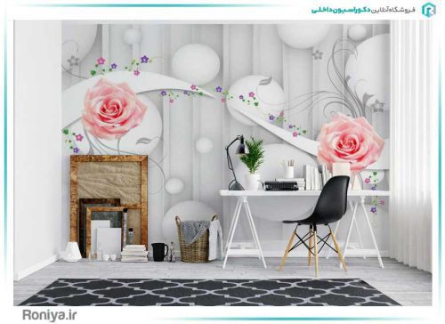 پوستر دیواری سه بعدی گل های محمدی کد 3DF-010 3 پوستر دیواری سه بعدی گل های محمدی کد 3DF-010