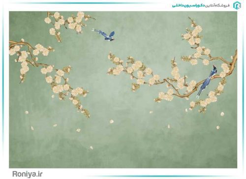 پوستر دیواری سه بعدی شکوفه های طلایی کد NT-161