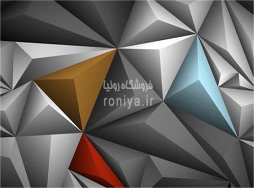 پوستر دیواری اشکال هندسی سه بعدی طوسیCode-3DF-620