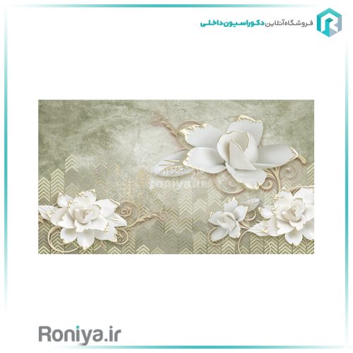 پوستر دیواری گل برجسته سفیدCode-3DF-624 2 پوستر دیواری گل برجسته سفیدCode-3DF-624