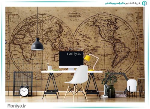 پوستر نقشه وینتیج دنیا LS-084 2 پوستر دیواری طرح کره