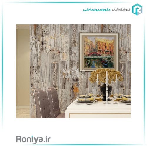 دیوارپوش دکوراتیو بتن پلیمری طرح چوب خاکستری روشن WD-01