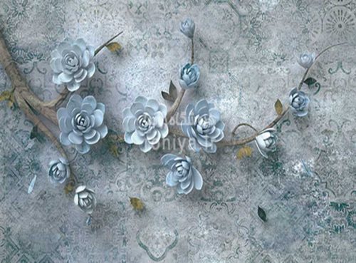 پوستردیواری آبی فیروزه ای پذیراییCode-3DF-598 3 پوستردیواری آبی فیروزه ای پذیراییCode-3DF-598