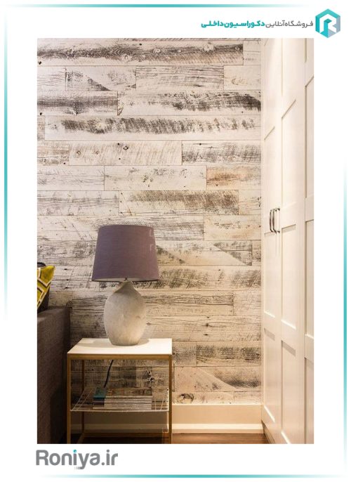 دیوارپوش دکوراتیو بتن پلیمری طرح چوب خاکستری روشن WD-01
