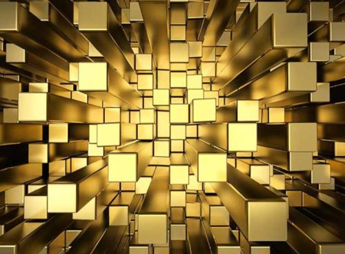 پوستر دیواری سه بعدی مکعب طلایی کد: LX050 3 پوستر دیواری سه بعدی مکعب طلایی کد: LX050